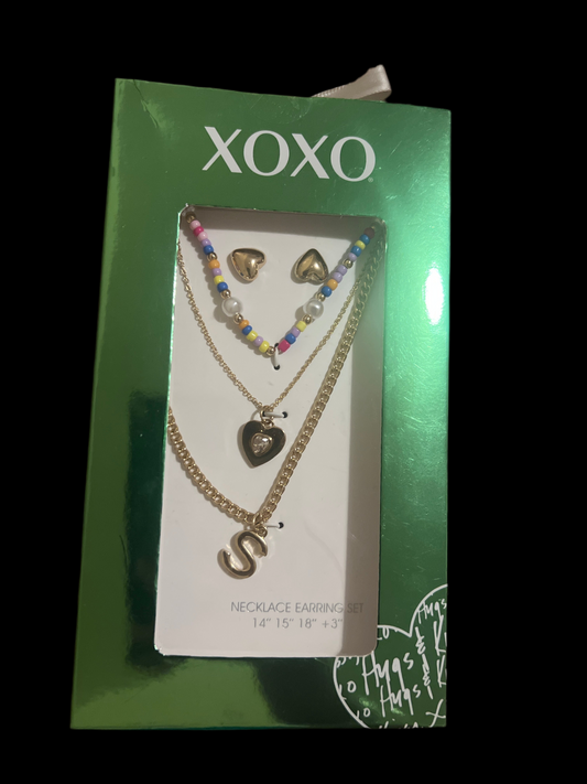 Layered initials & Earring set