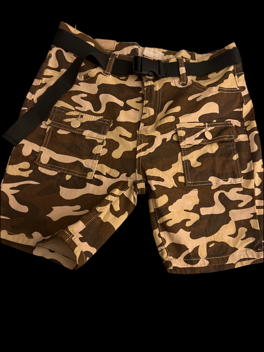 Tan Camo belted short.