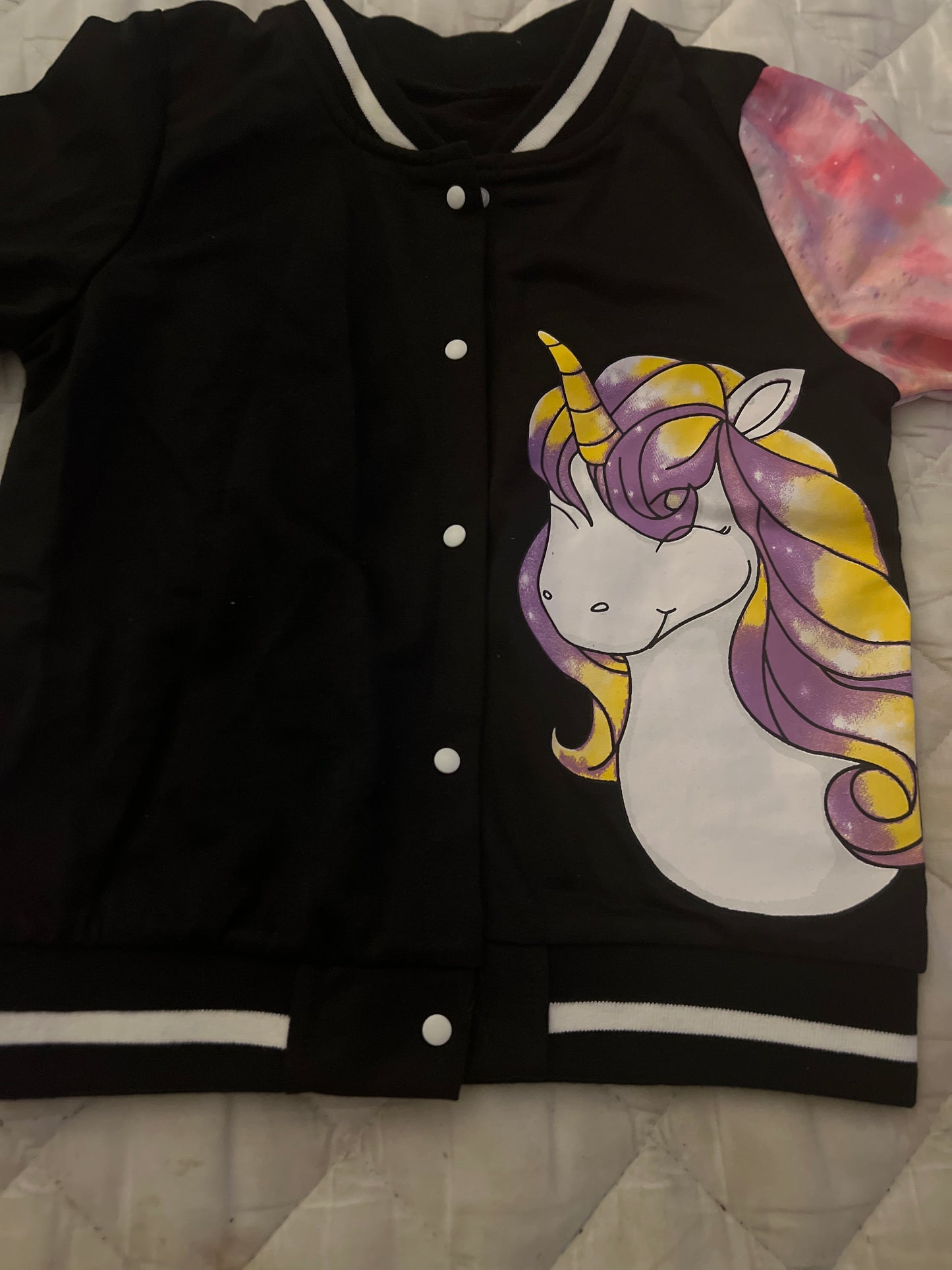 Enchanting varsity unicorn 🦄 jacket perfect for spring