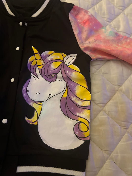 Enchanting varsity unicorn 🦄 jacket perfect for spring