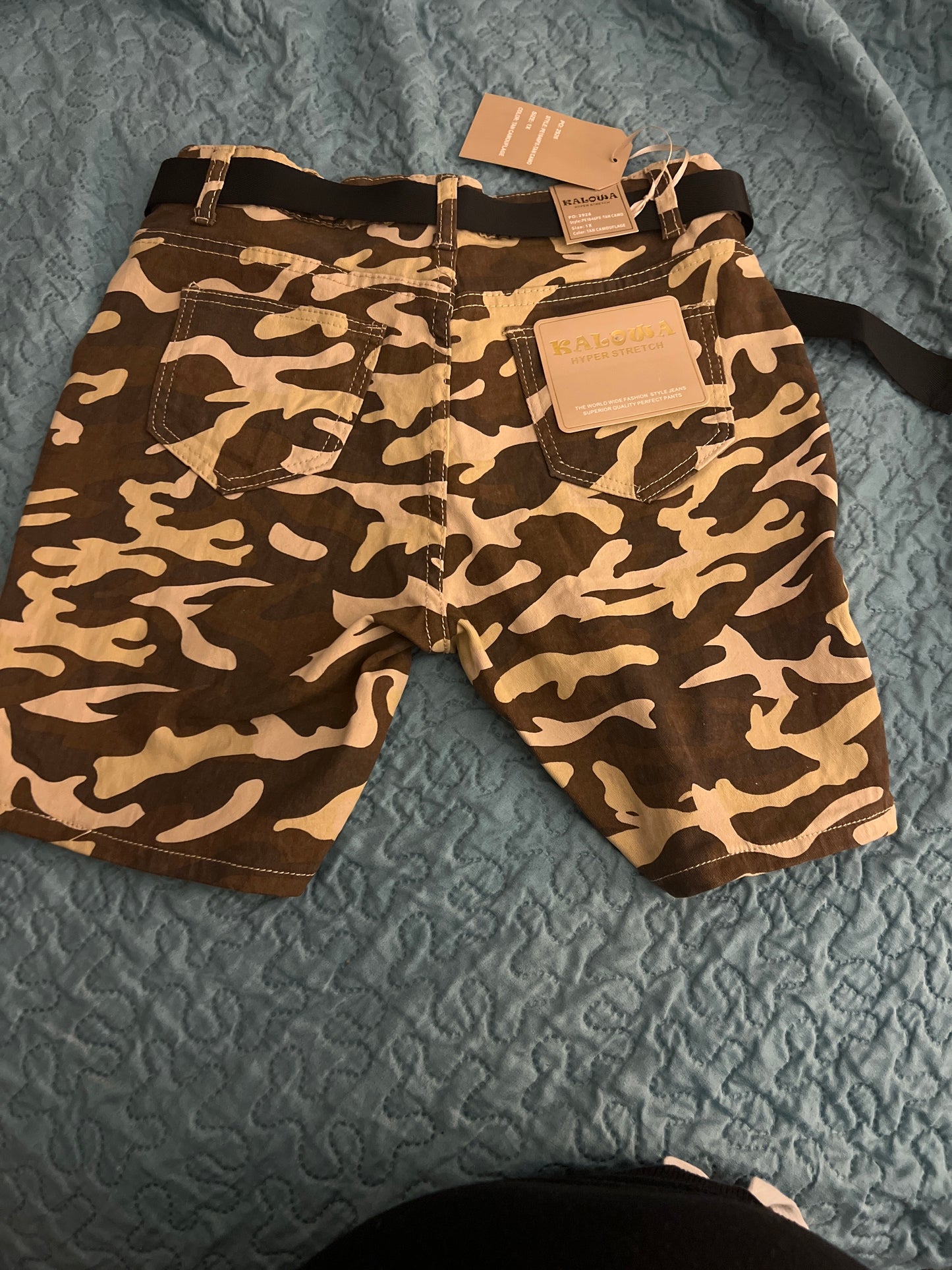 Tan Camo belted short.